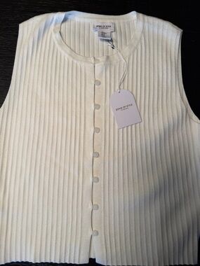 Song of Style Cream Ribbed Button Front Tank size M NWT new